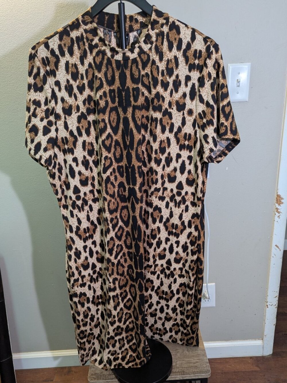 Shein Curve Leopard Print Short Sleeve Dress